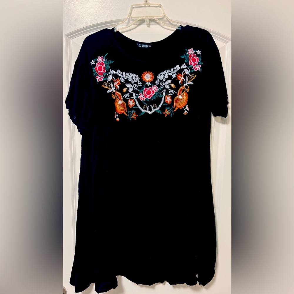 SHEIN Women’s Black Embroidered Sundress size 1XL